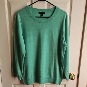 J Crew Mint Green Crewneck Sweater - Lightweight Knit 100% Merino Wool